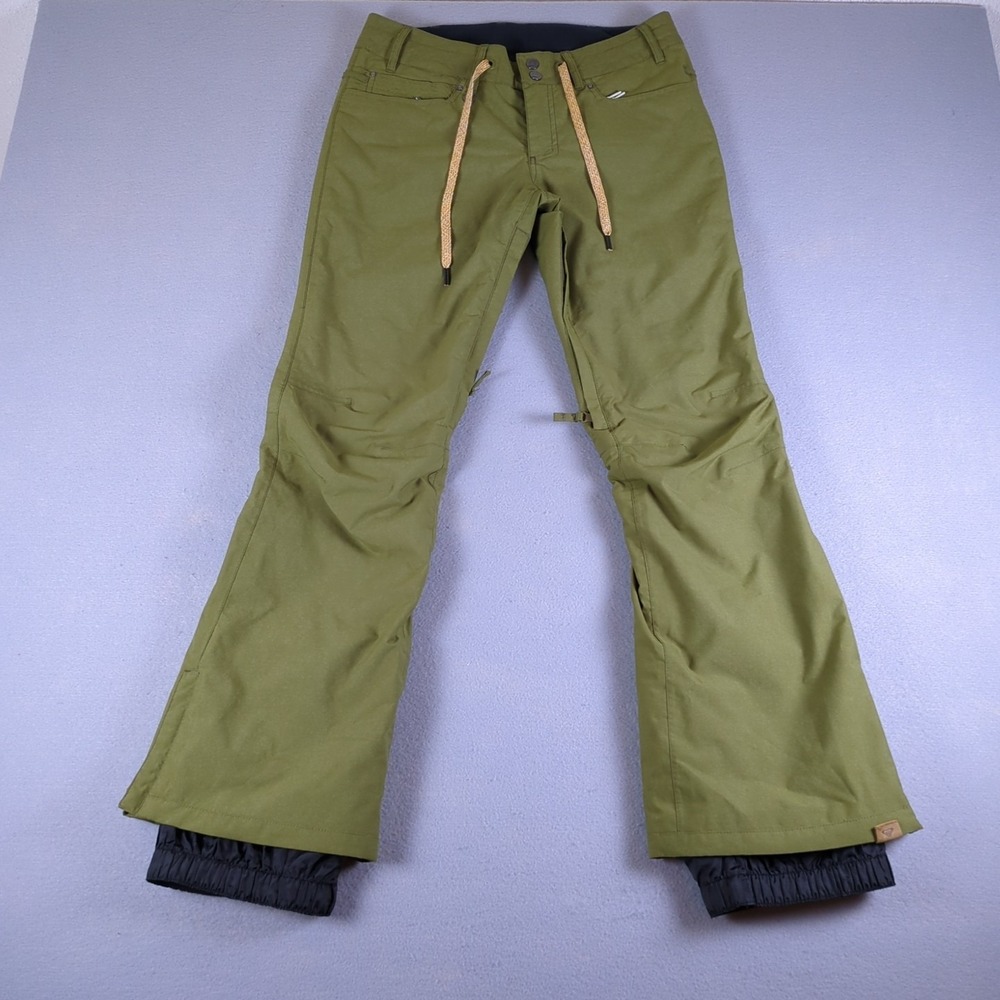 Roxy Dry Flight Technology 15K Snow Pants Womens Small Olive Green Ski Snowboard